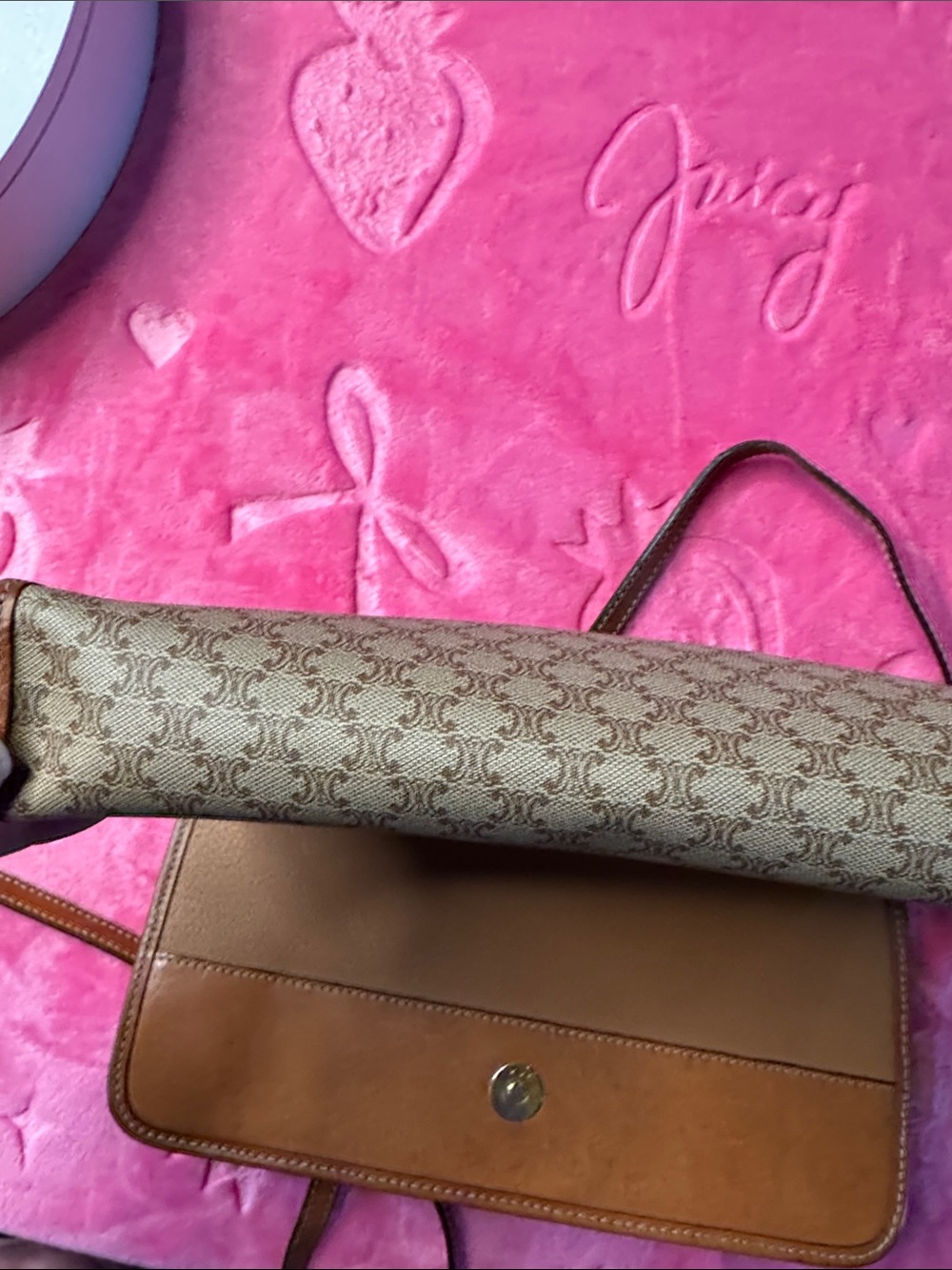CELINE Macadam Triomphe Shoulder Bag Removable Strap, Logo Leather Band, Vintage - Picture 14 of 17